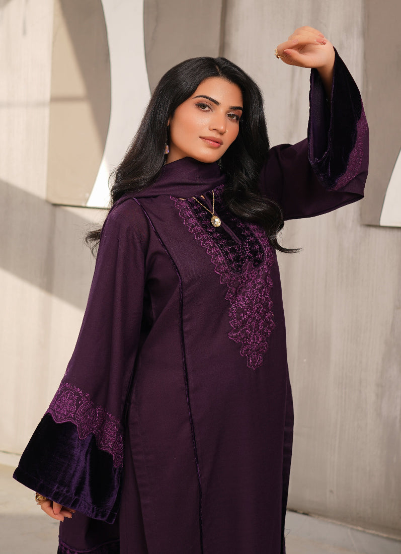 Stunning Purple Dhanak Suit Set