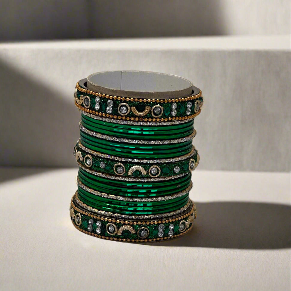 Green Studded Bangle Set