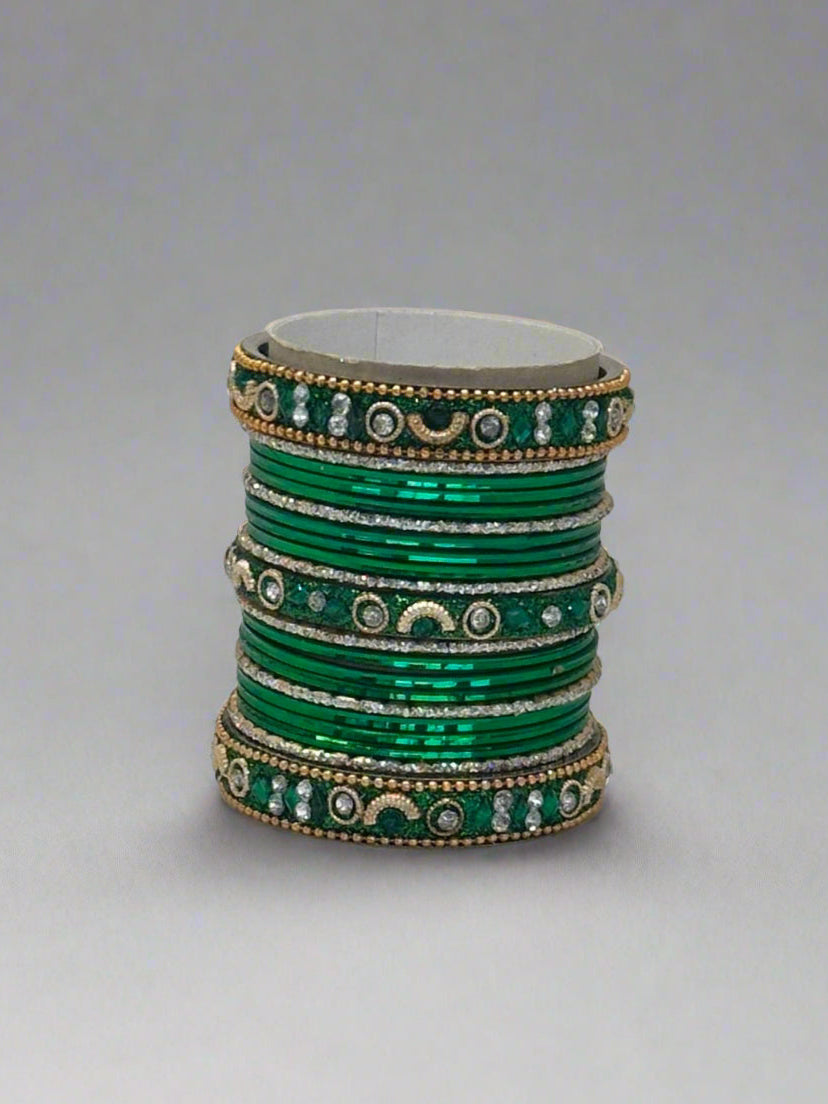 Green Studded Bangle Set