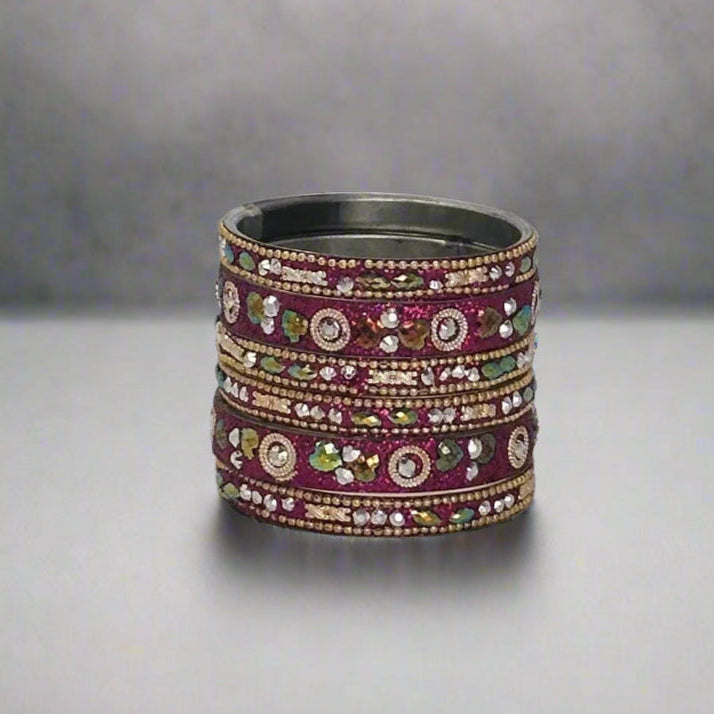 Pink Intricate Sparkle Bangle Set