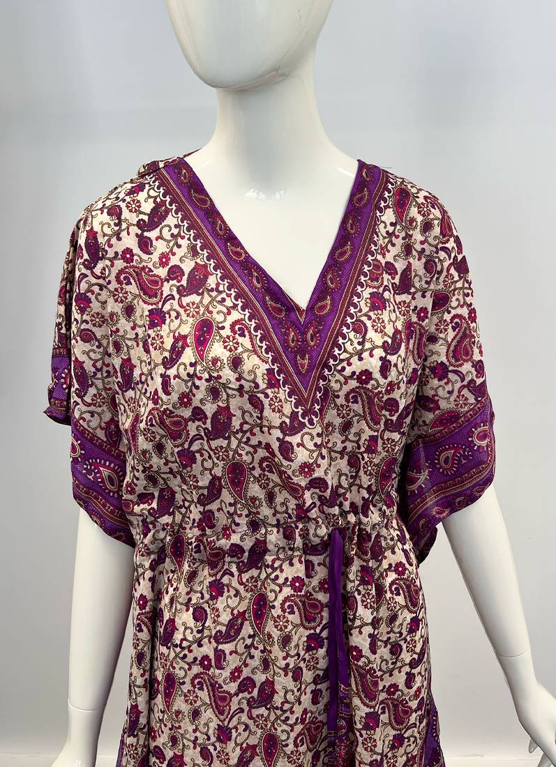 Purple Printed Viscose Kaftan