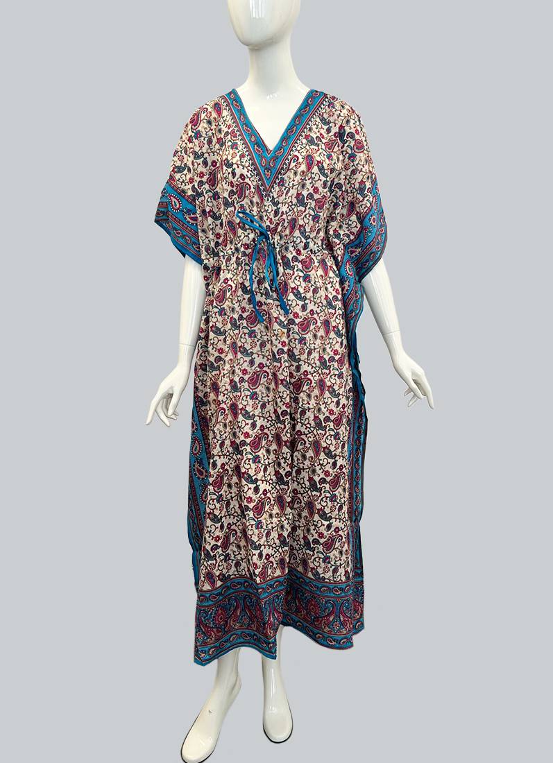 Blue Viscose Kaftan One Size