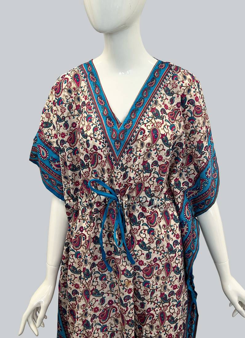 Blue Viscose Kaftan One Size