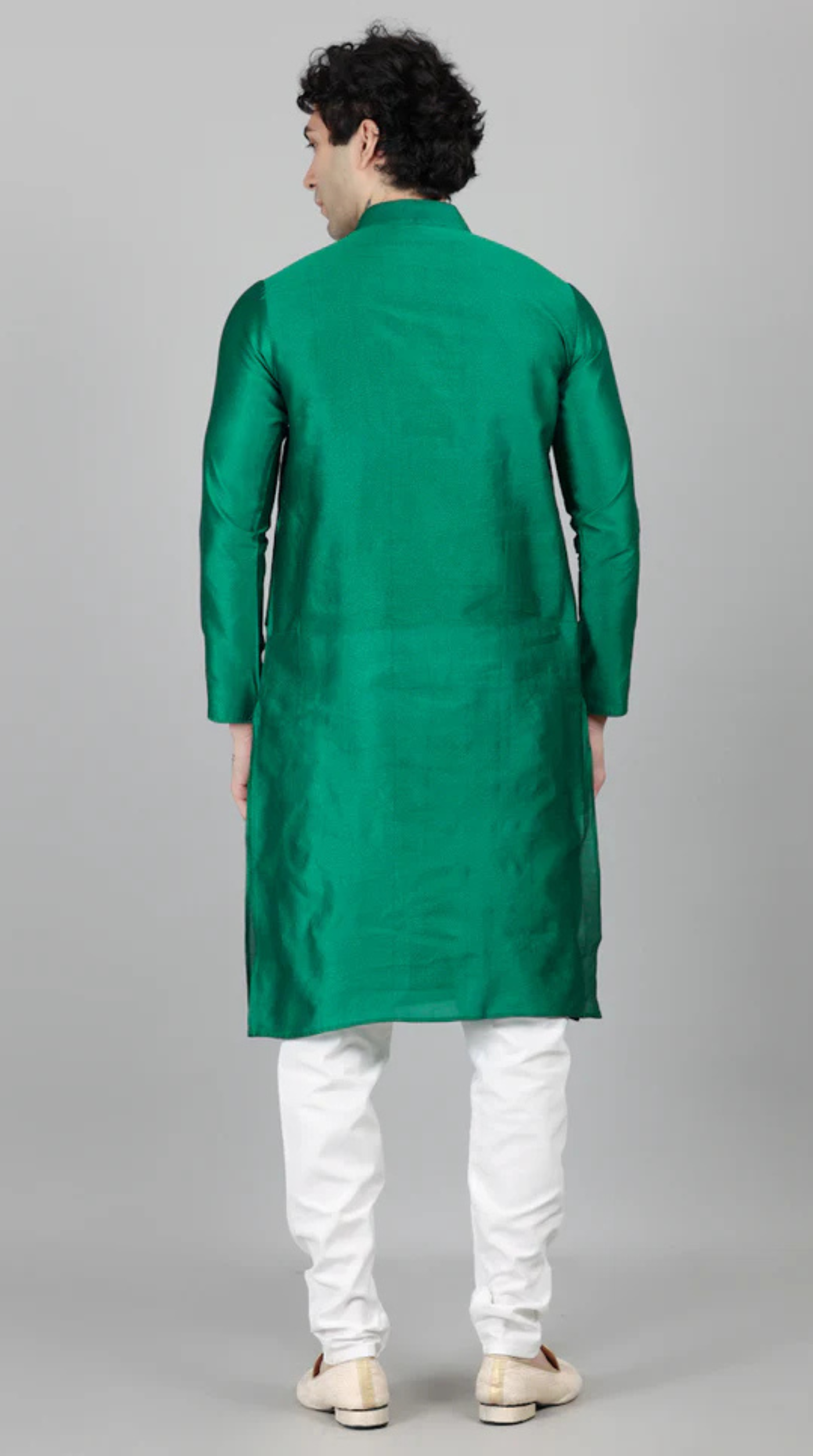 Men's Green Jacquard Kurta Payjama Set