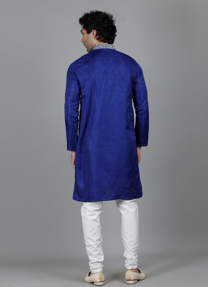 Men's Royal Blue Resham Brocade Embroidered Set
