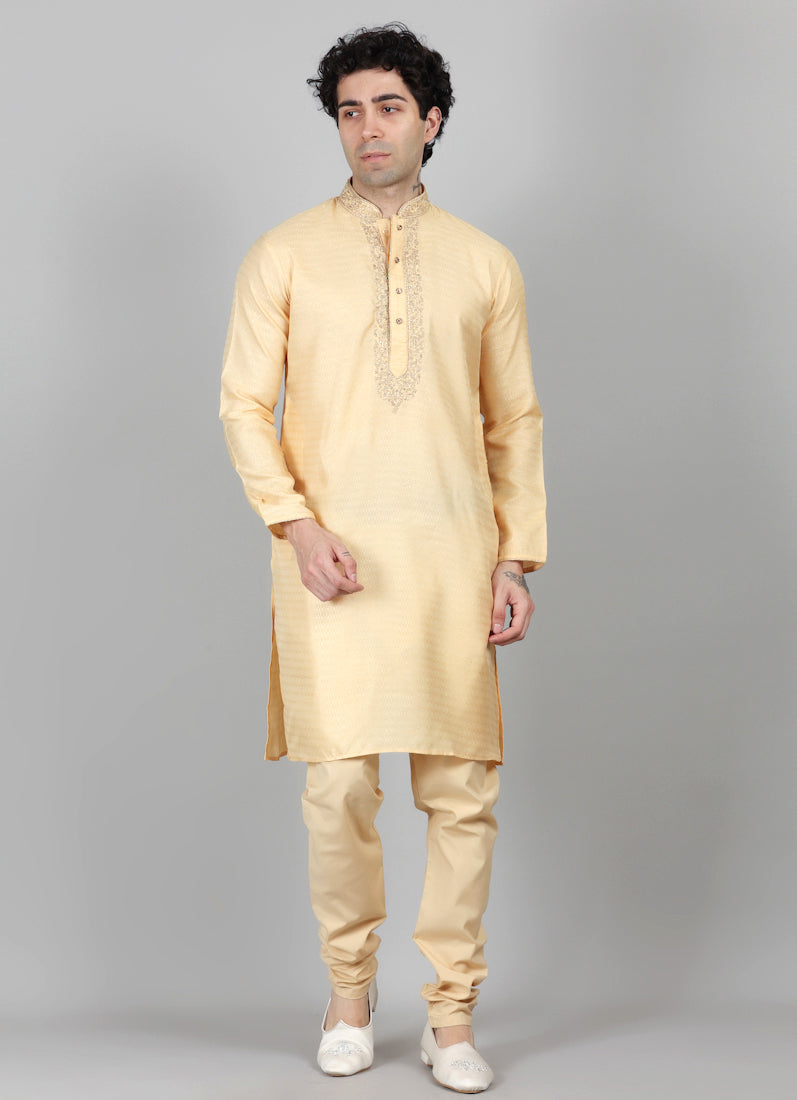 Men's Gold Resham Brocade Embroidered Set