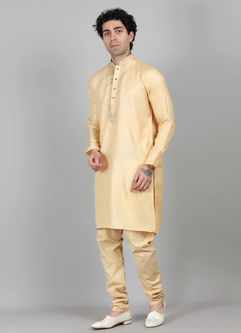 Men's Gold Resham Brocade Embroidered Set