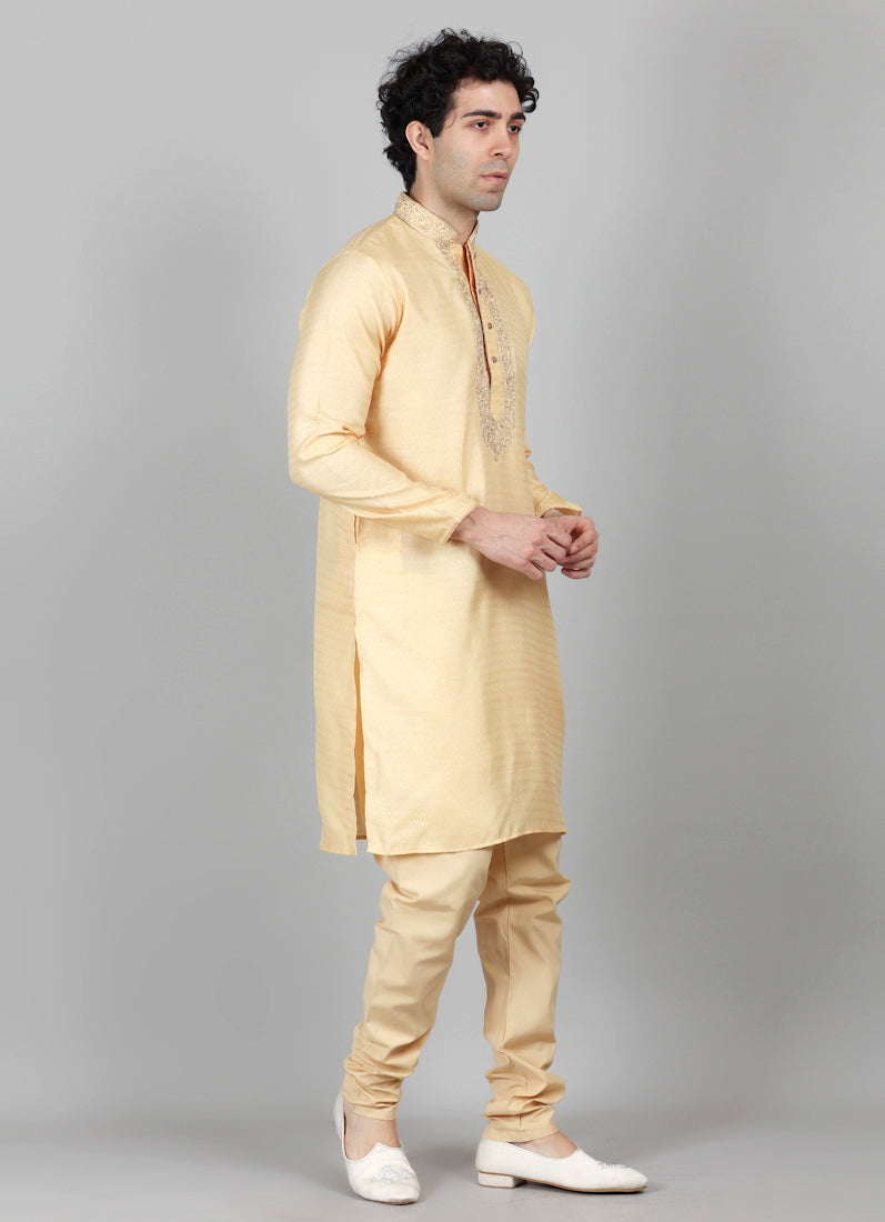 Men's Gold Resham Brocade Embroidered Set