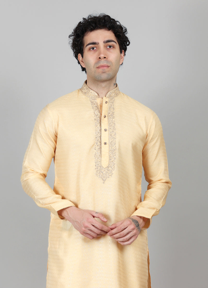 Men's Gold Resham Brocade Embroidered Set