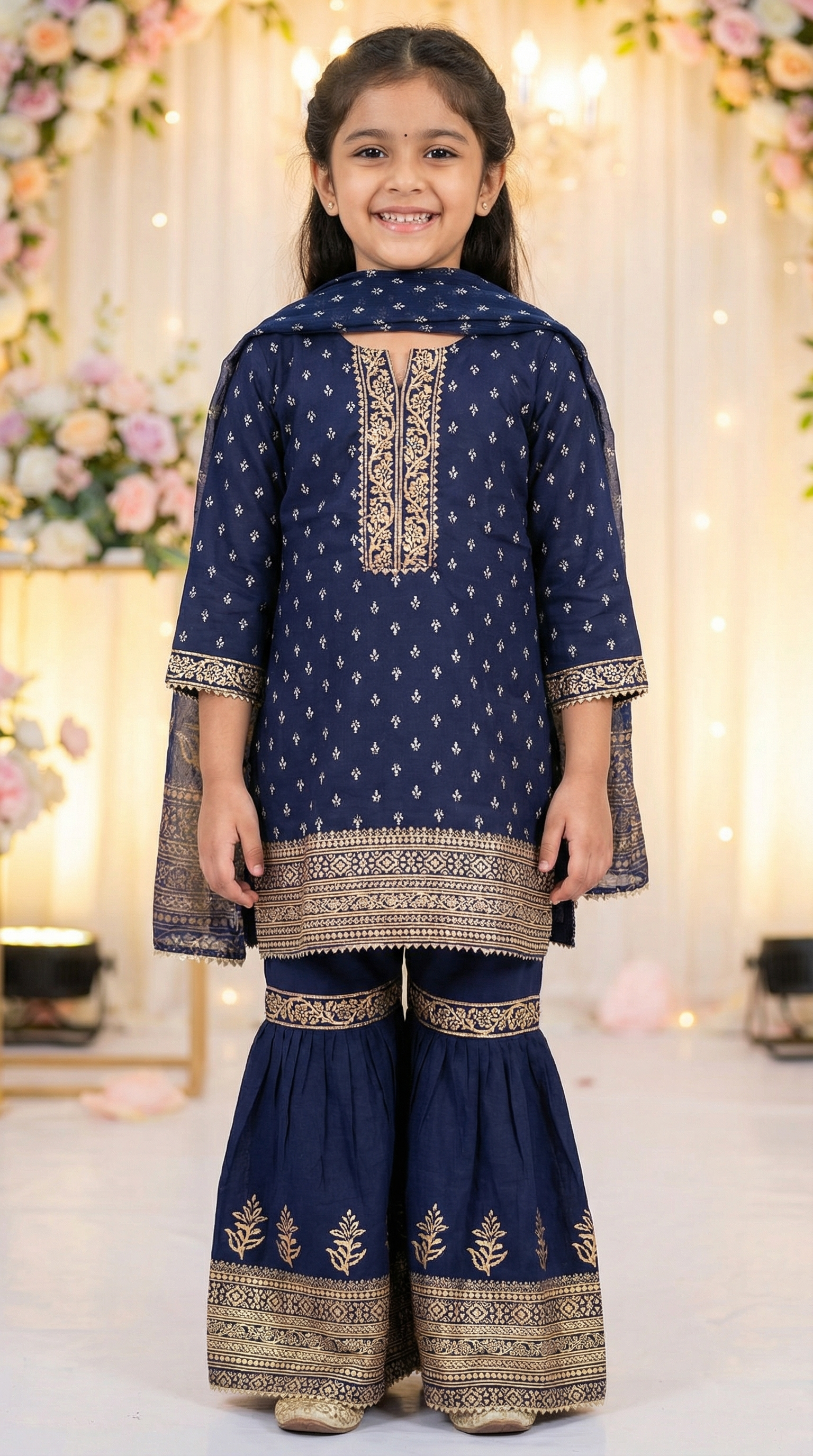 Kids  Rayon Printed Gharara Suit Set