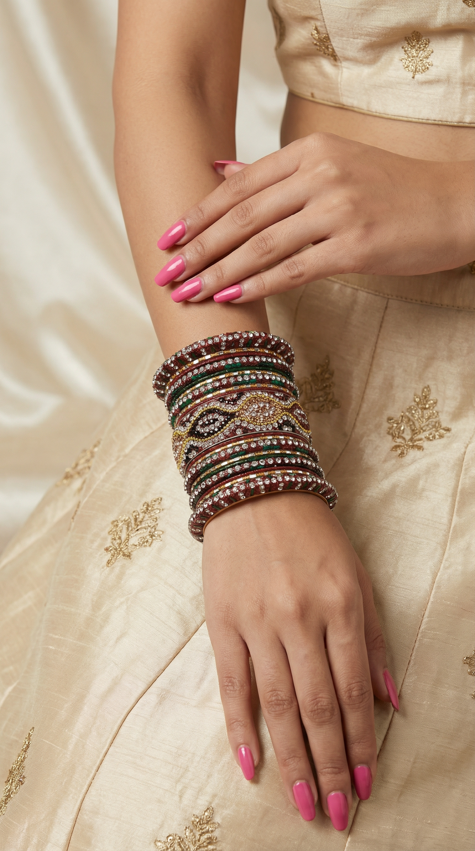 Maroon & Green Luxurious Bridal Bangles