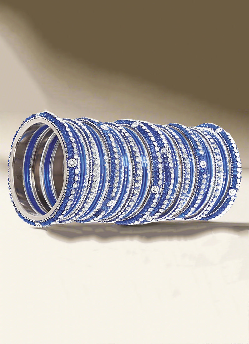 Royal Blue Studded Double Bangle Set