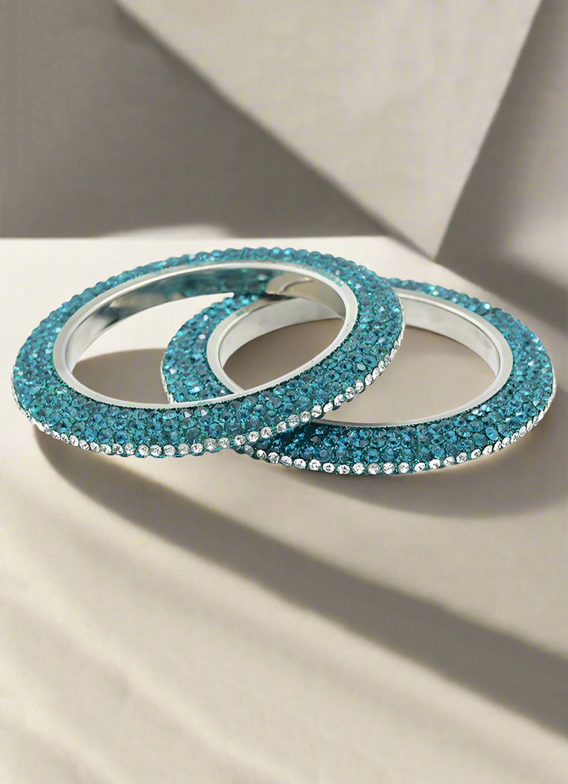 Turquoise Maroon Ornate Crystal Bangle Set