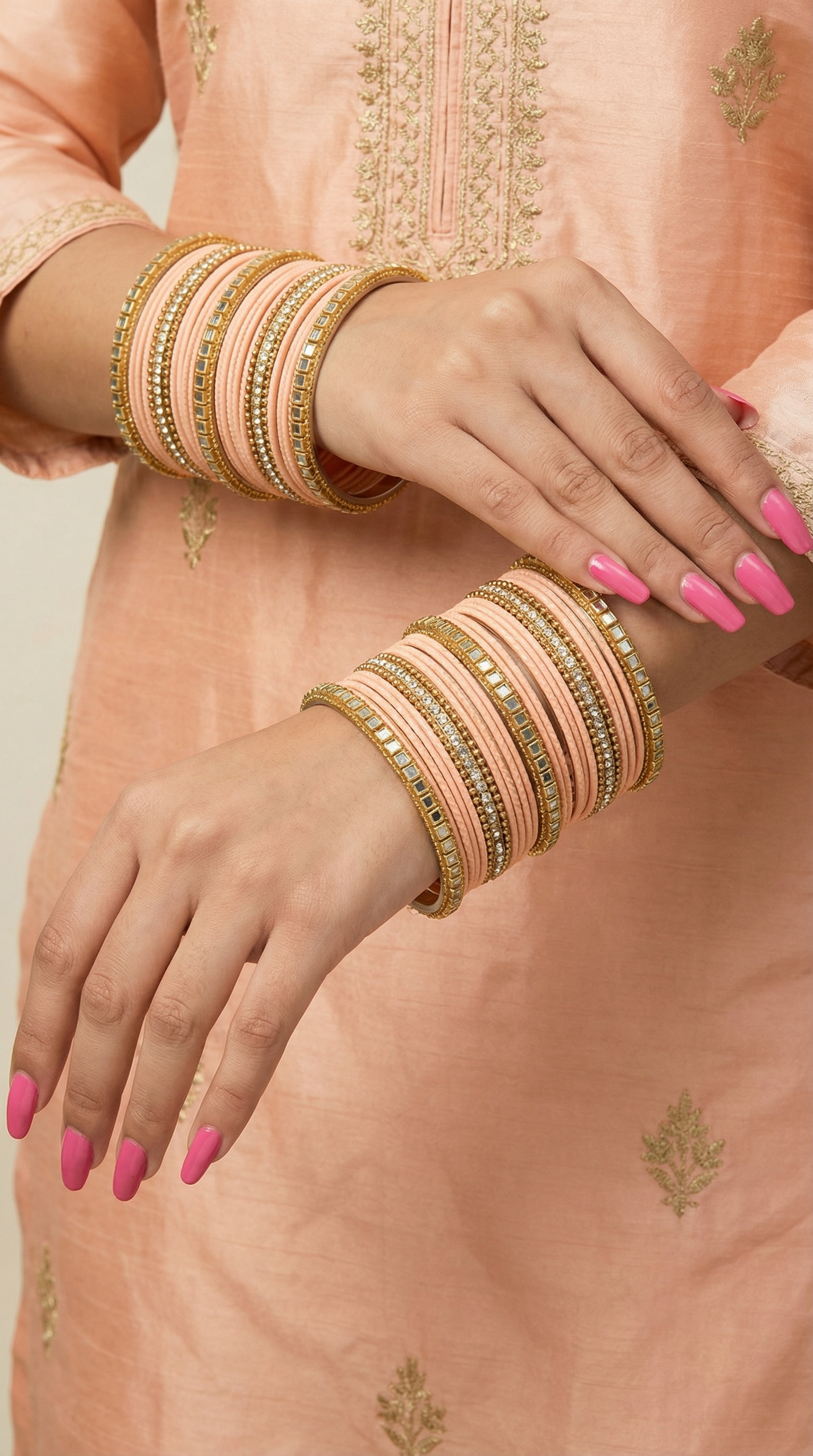 Peach Double Bangle Set