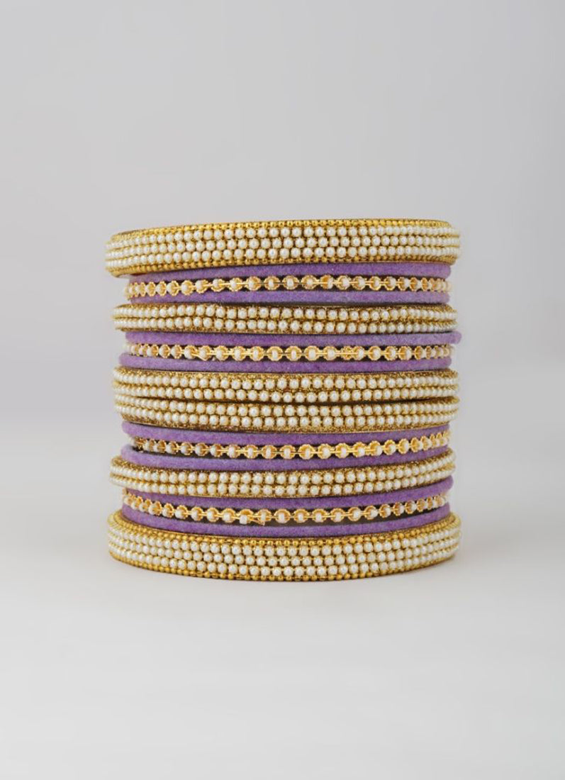 Lilac Velvet Bangle Set