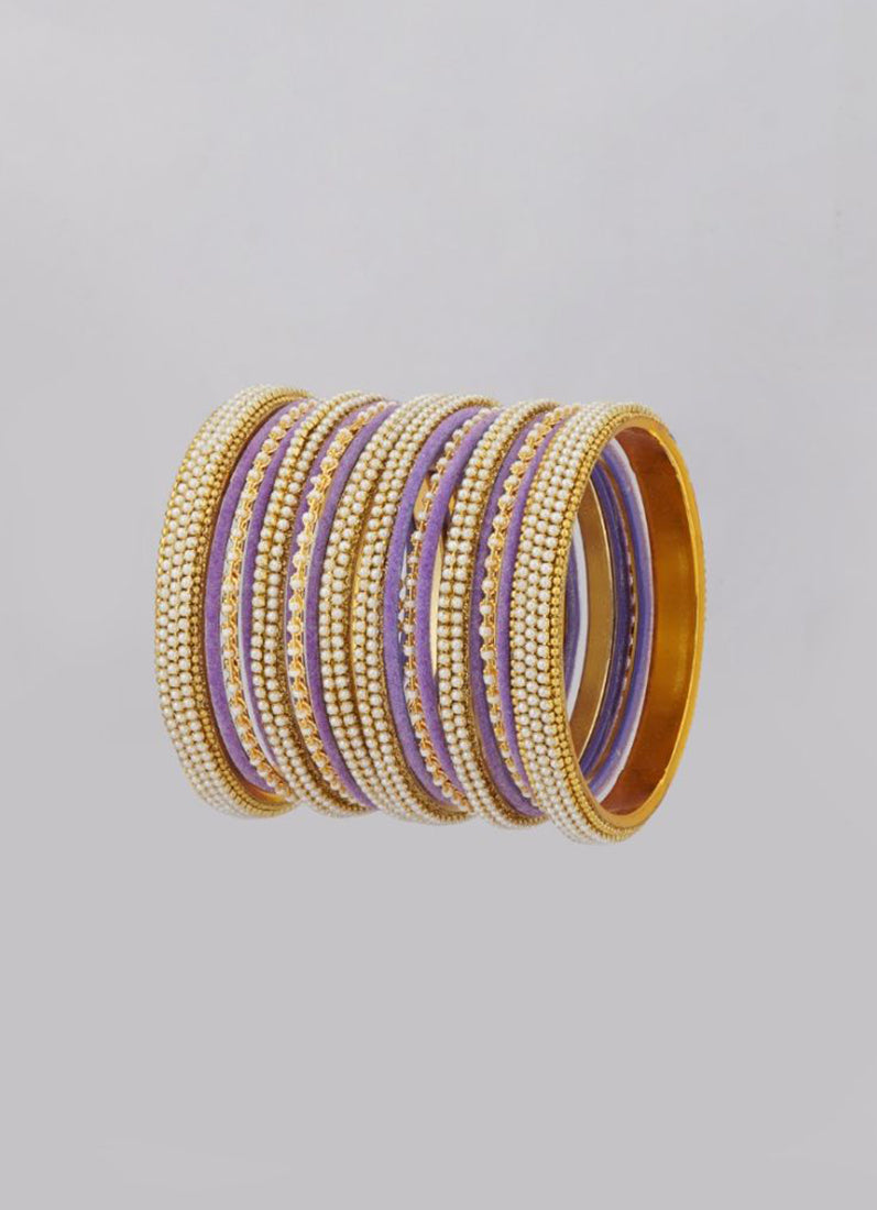 Lilac Velvet Bangle Set