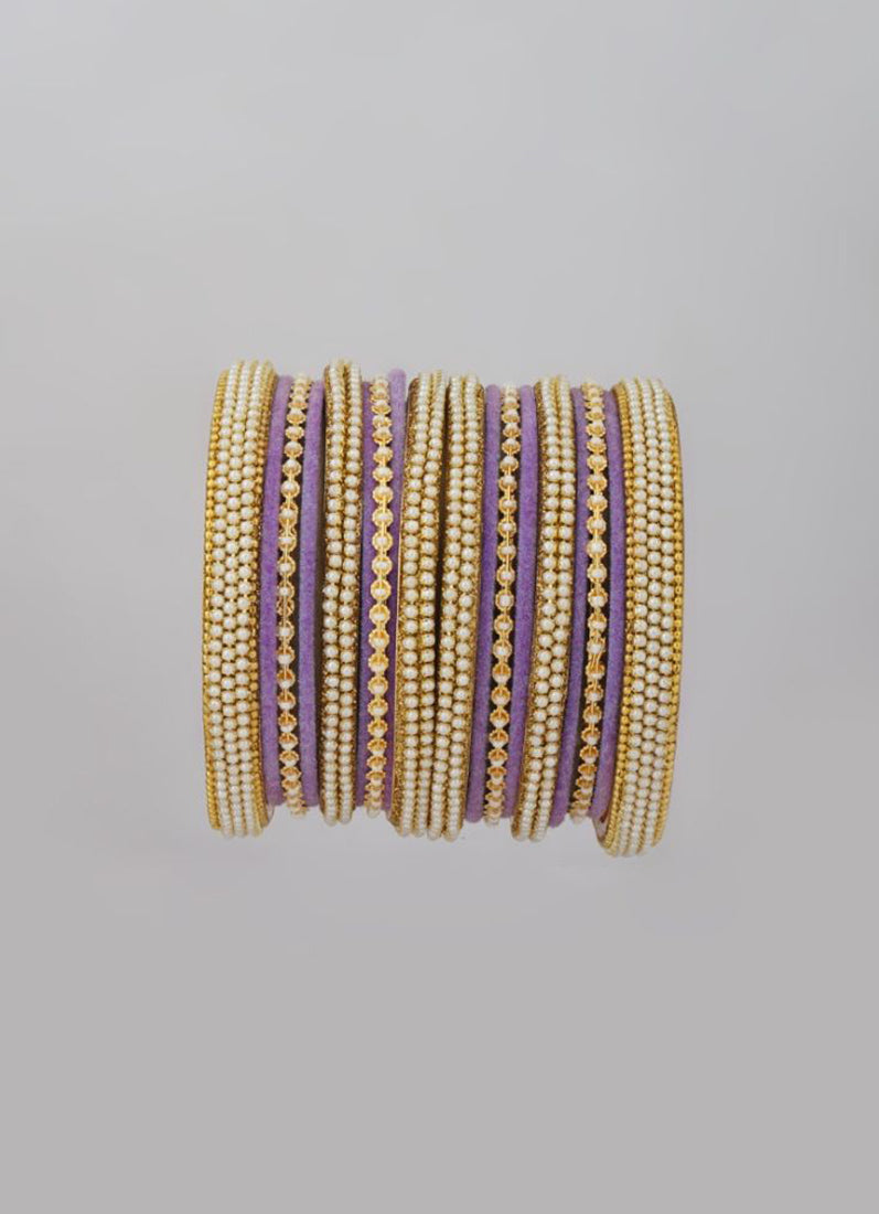 Lilac Velvet Bangle Set