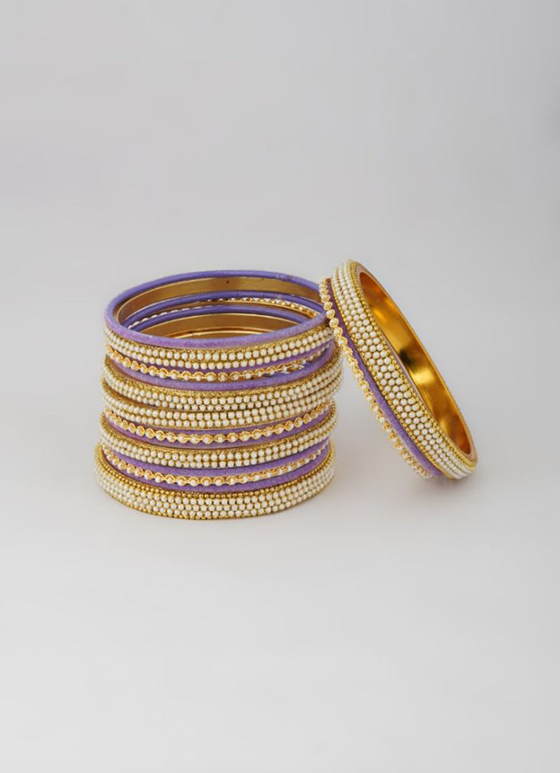 Lilac Velvet Bangle Set