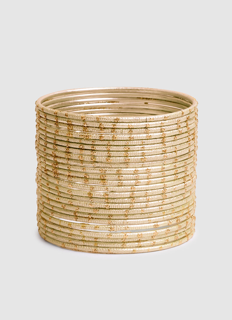 Ivory Glitter Spot Bangle Set