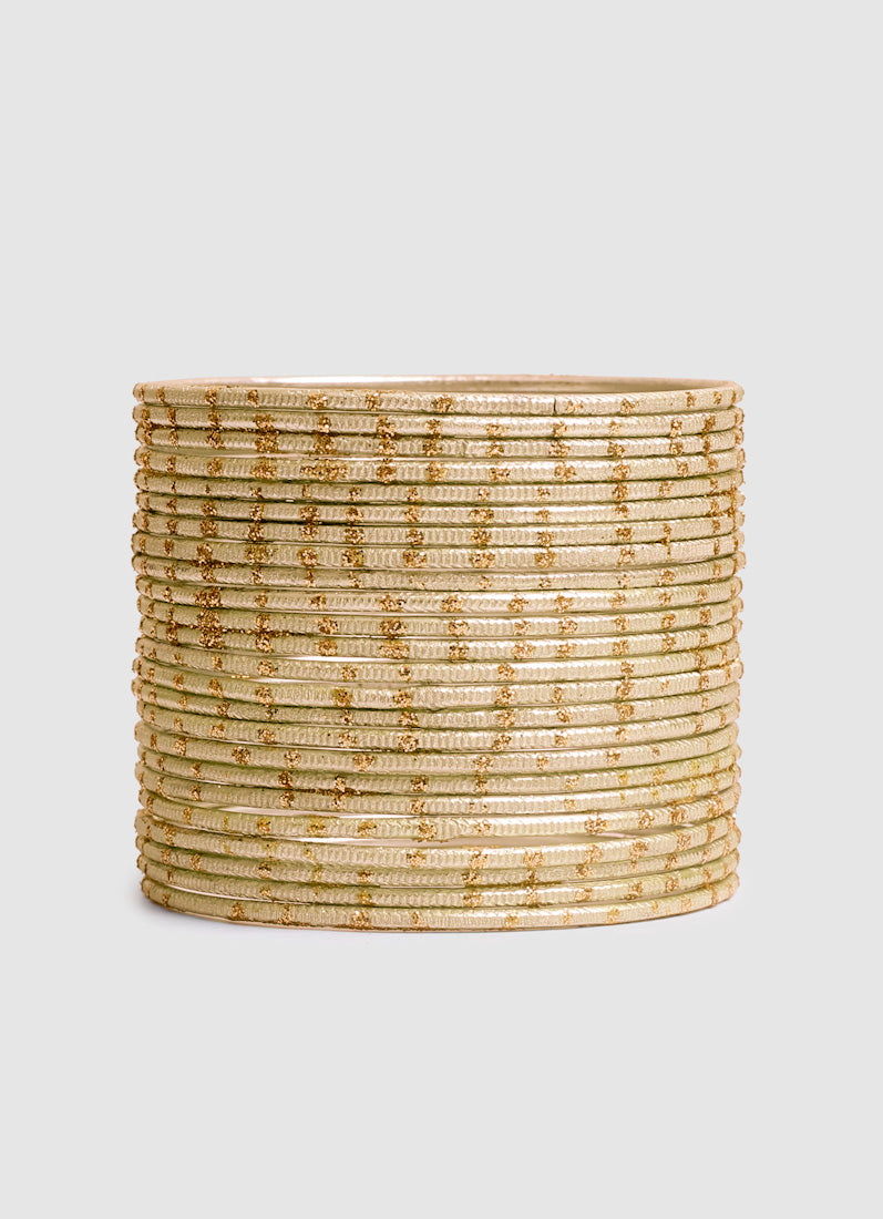 Ivory Glitter Spot Bangle Set