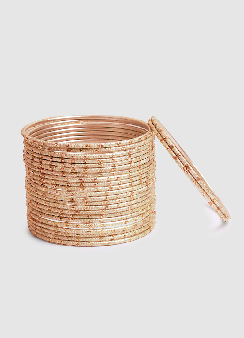 Ivory Glitter Spot Bangle Set