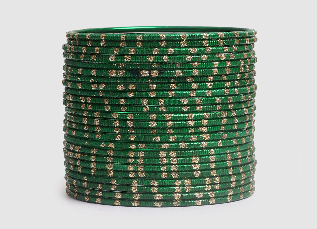 Green Glitter Spot Bangle Set