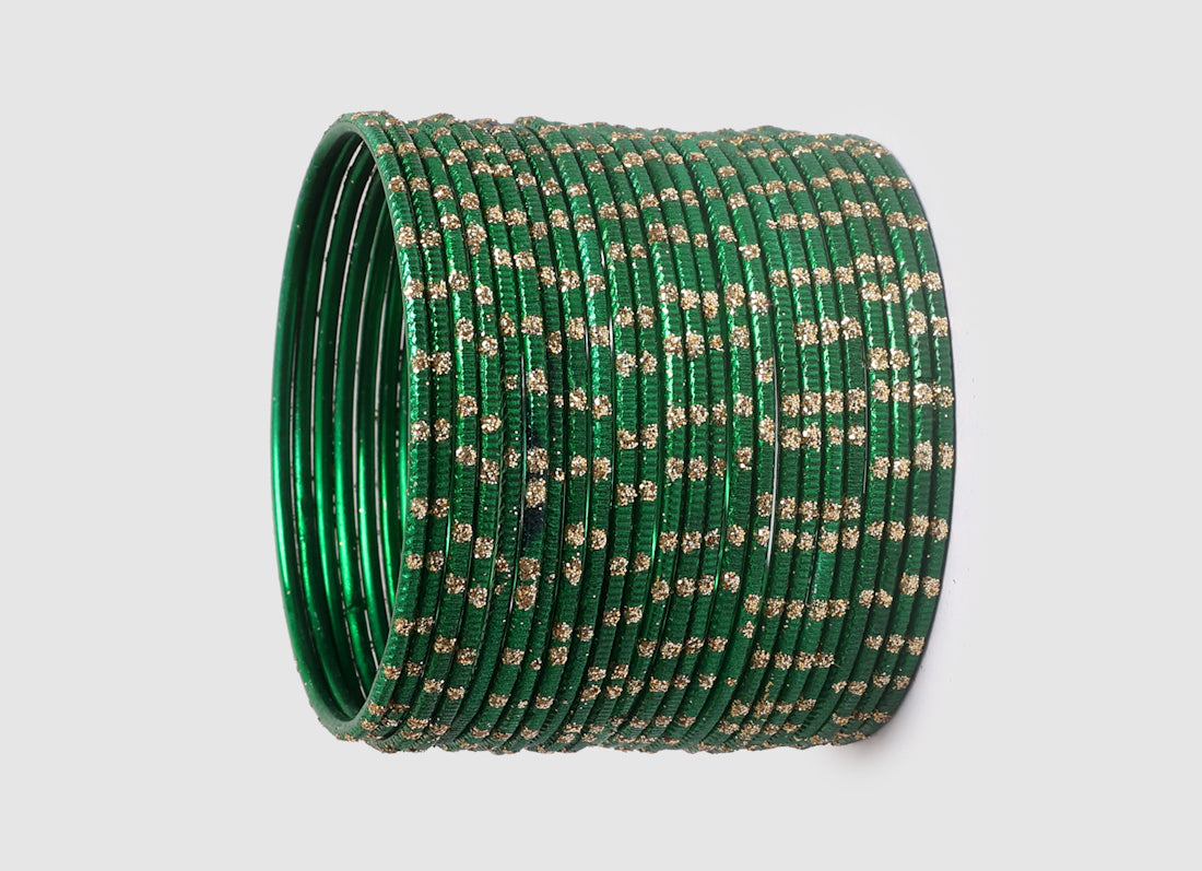 Green Glitter Spot Bangle Set