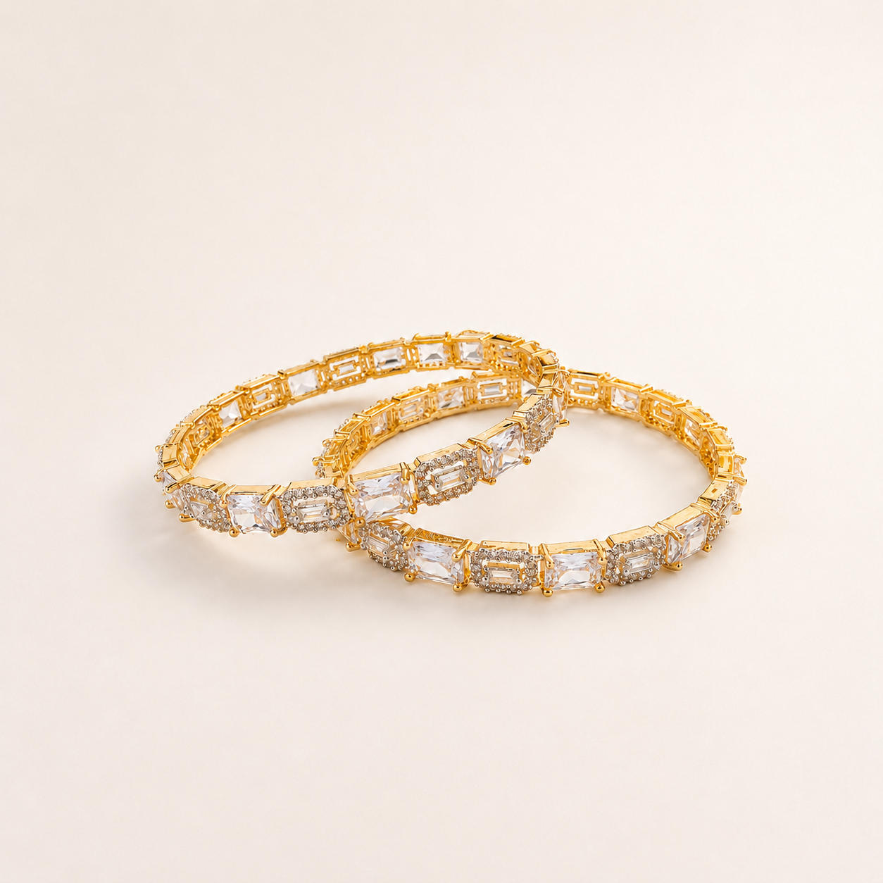 American Diamond Gold Kara Set