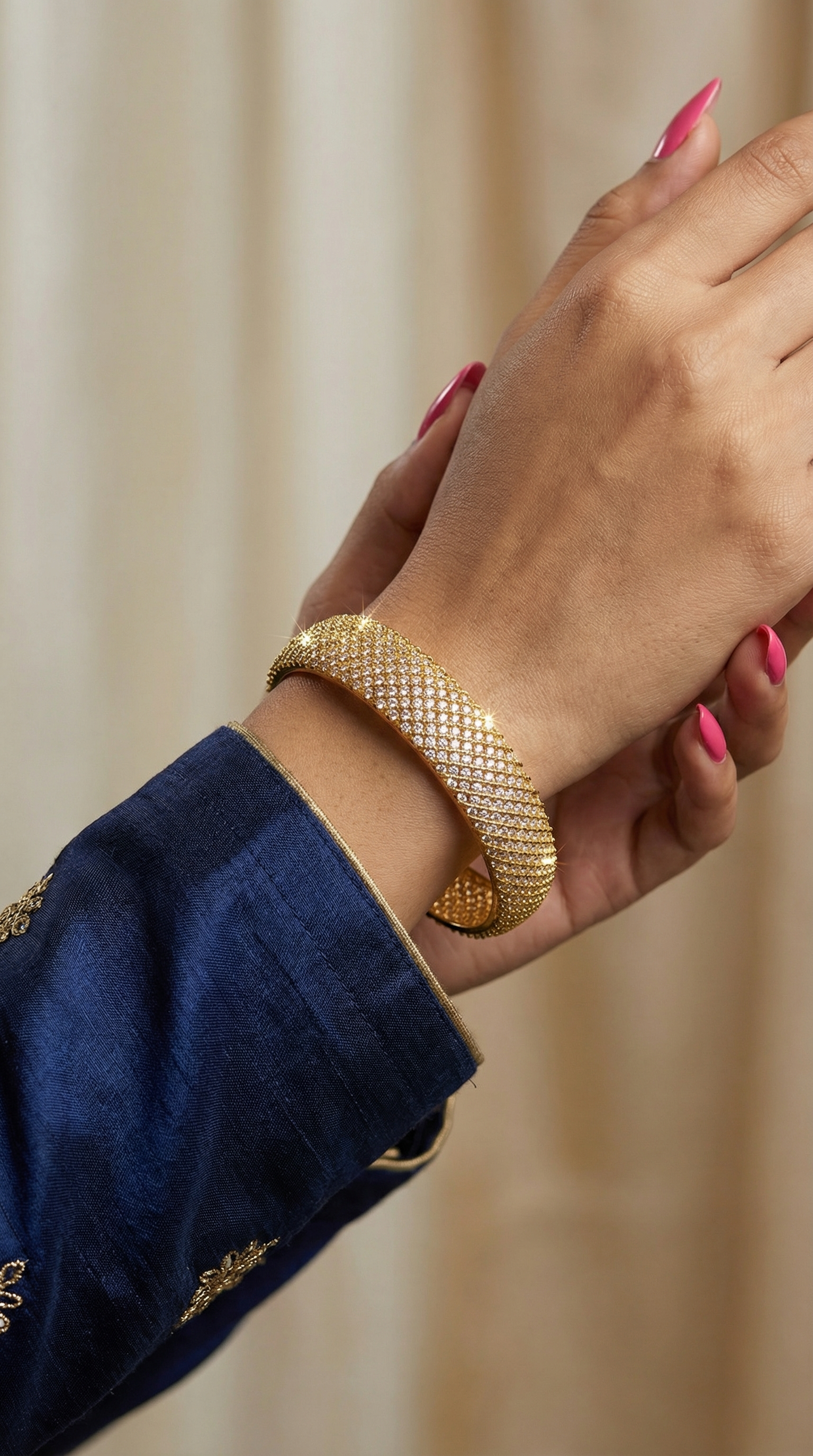 American diamonte gold plated bangle kara designer jewellery