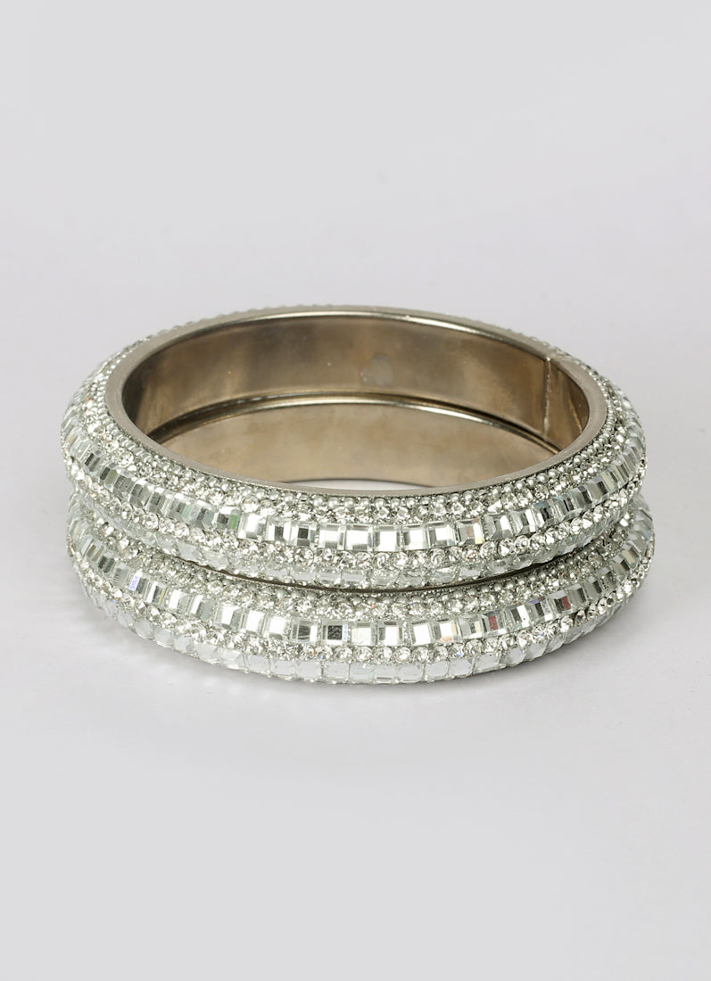 Silver Diamonte Kara Set