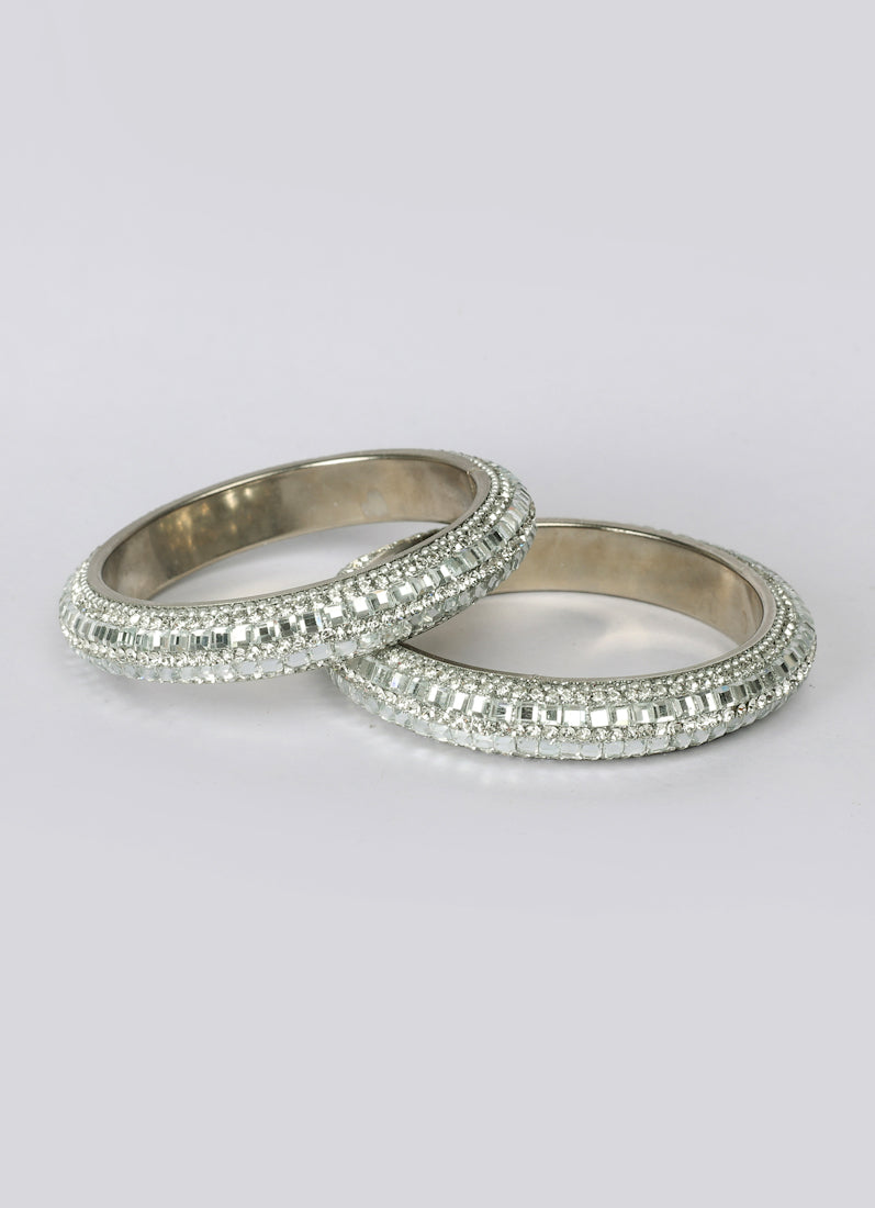Silver Diamonte Kara Set