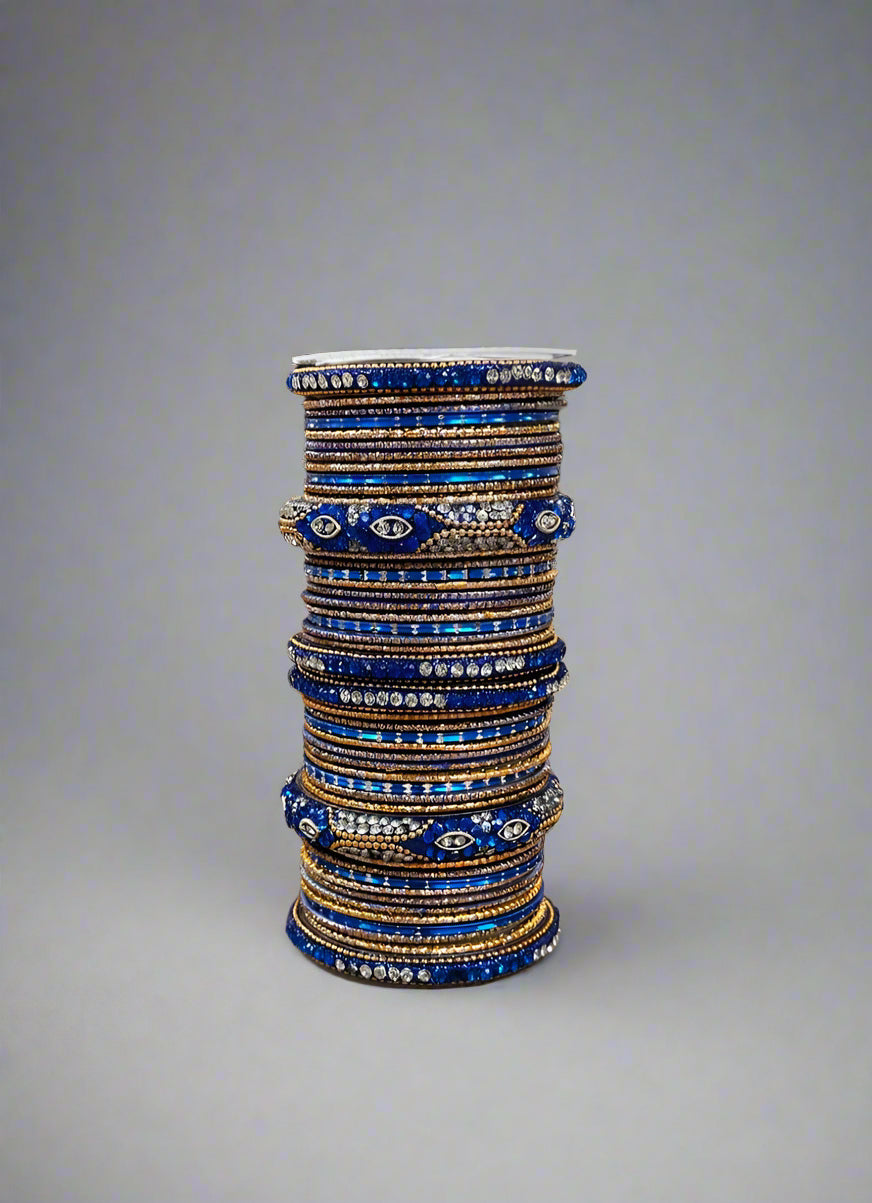 Royal Blue Diamante Double Bangle Set