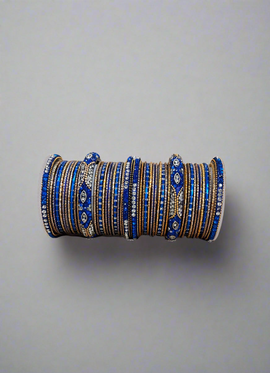 Royal Blue Diamante Double Bangle Set