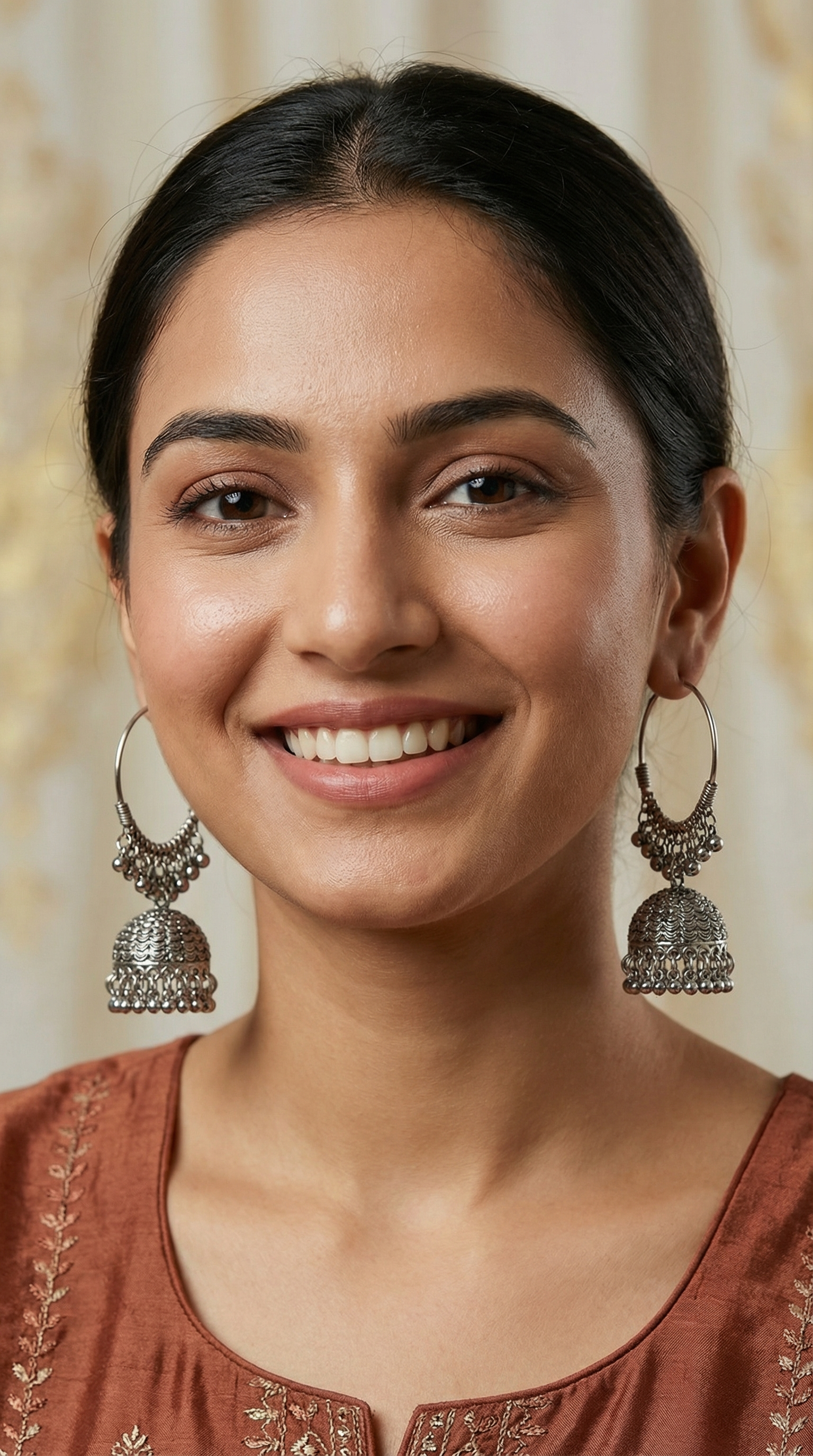 Oxidised Silver Bali Hoop Earrings