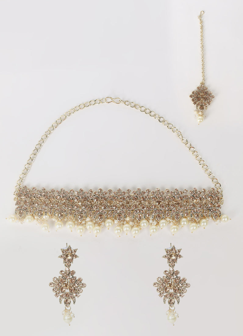 Pearl Antique Gold Choker Set