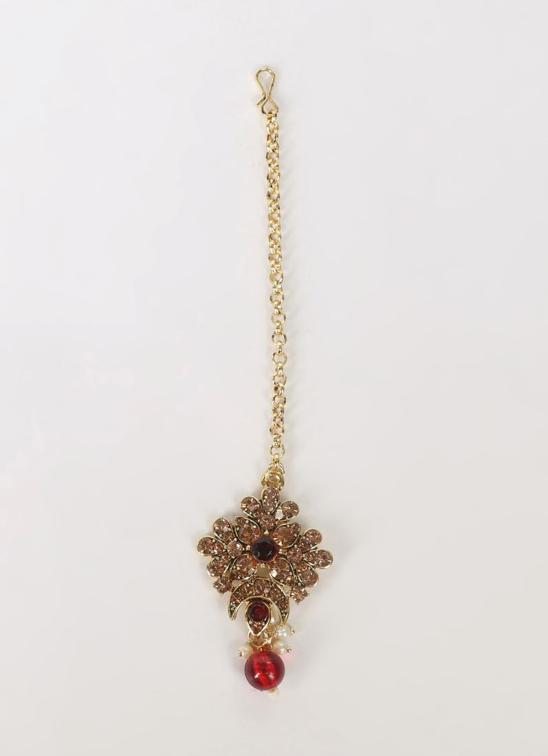 Maroon Antique Gold Choker Set