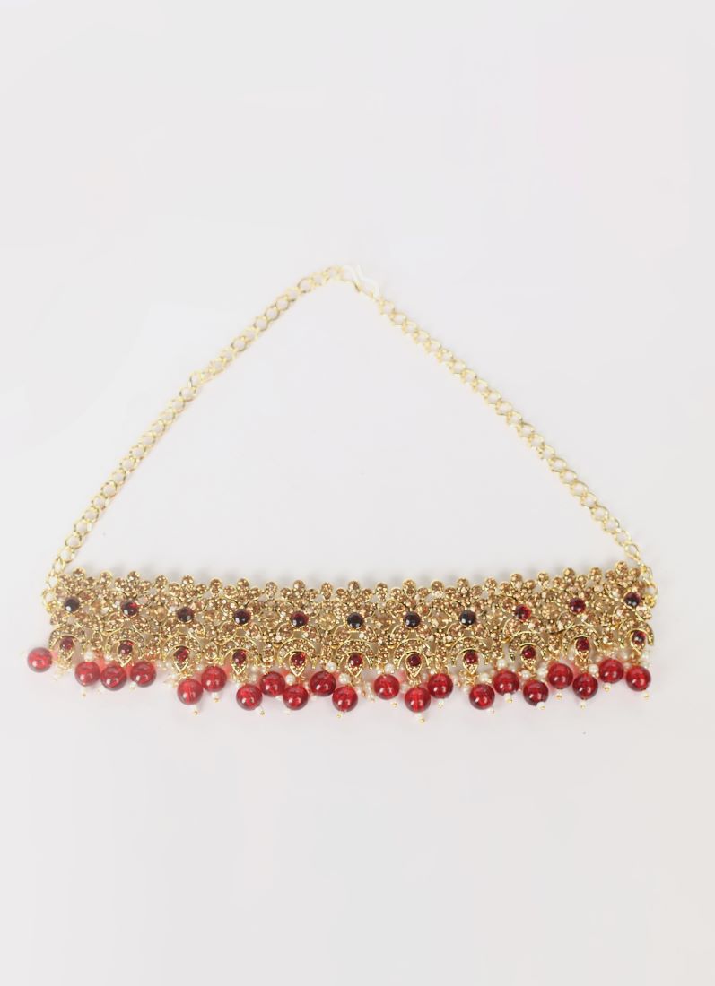 Maroon Antique Gold Choker Set