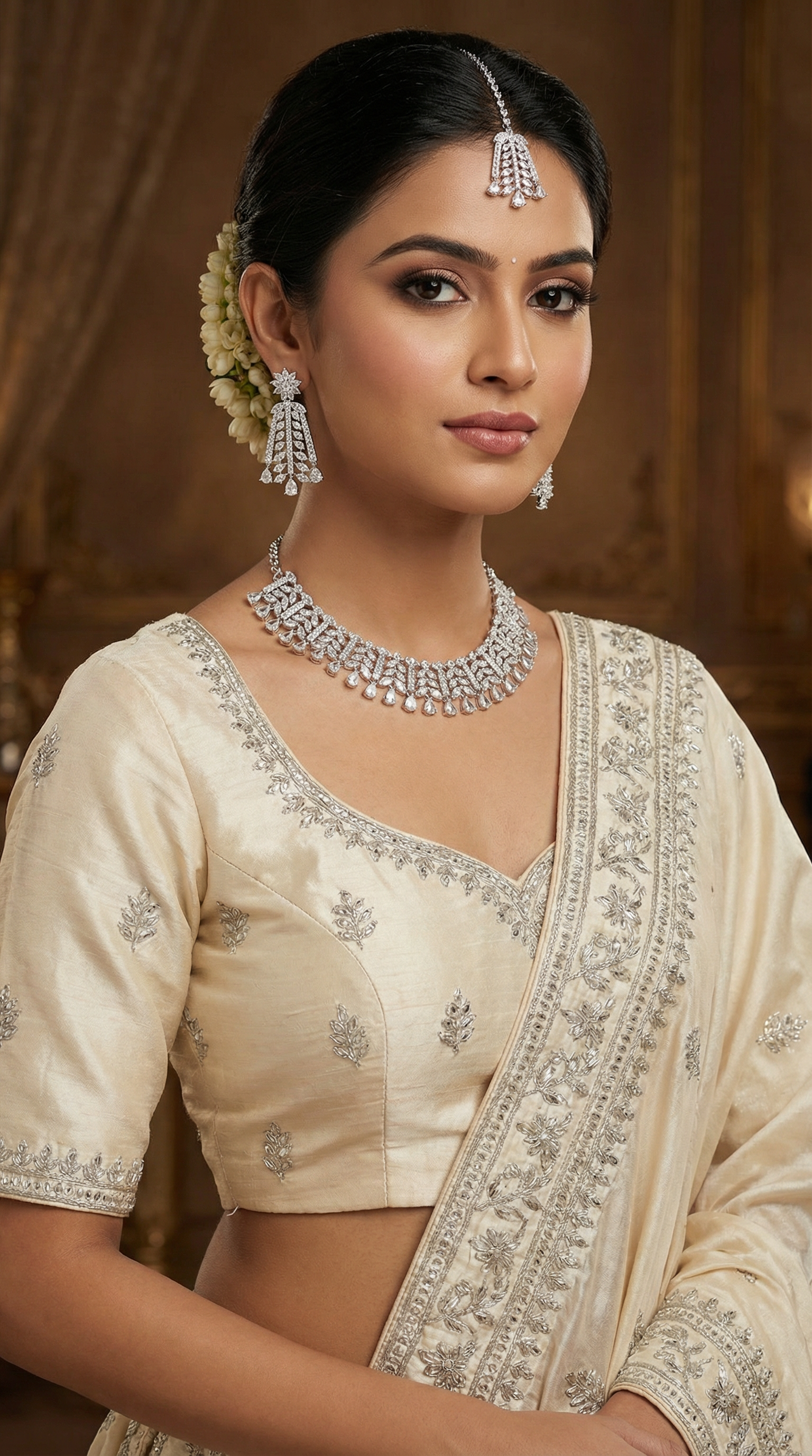 Silver Diamonte Heavy Necklace Set