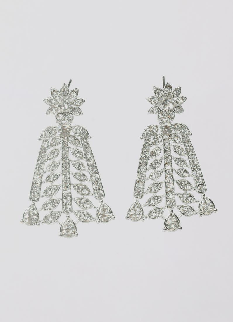 Silver Diamonte Heavy Necklace Set