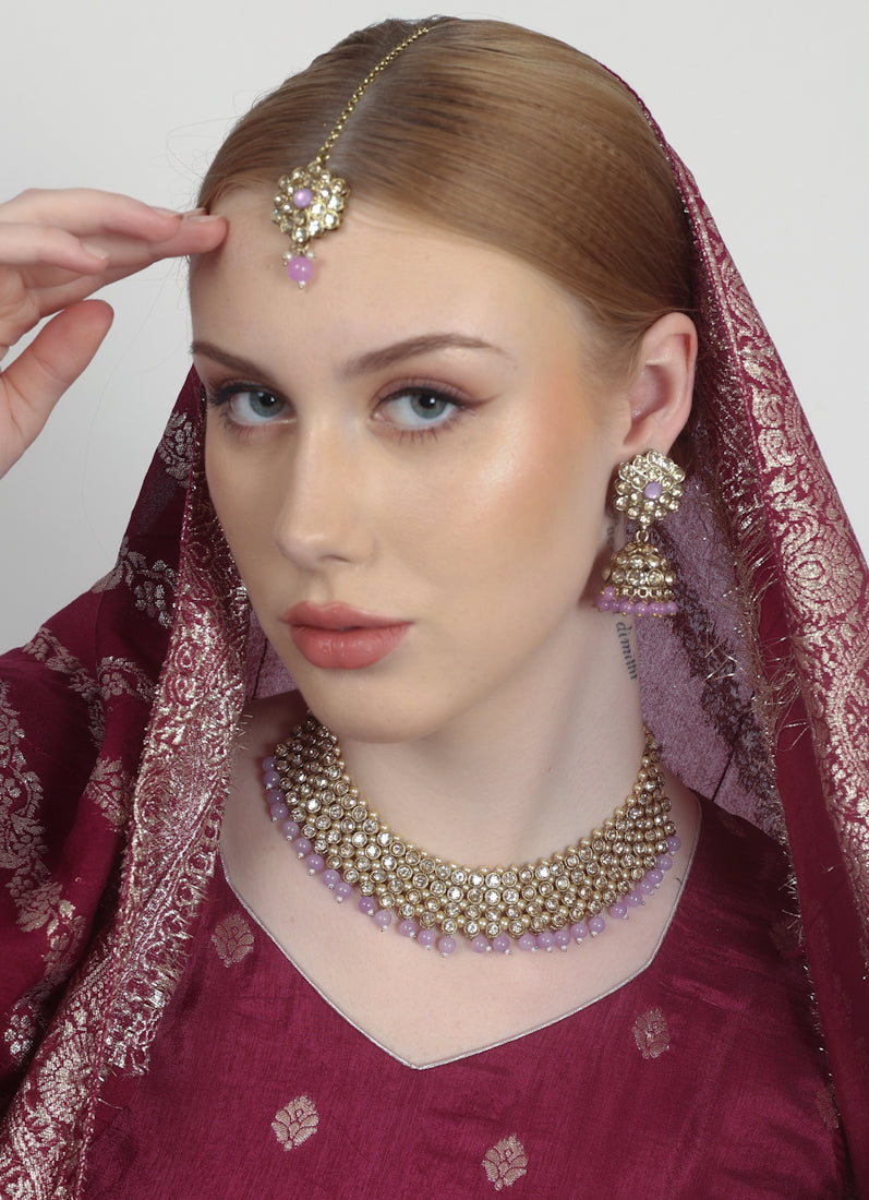 Purple Pearl Heavy Necklace Set