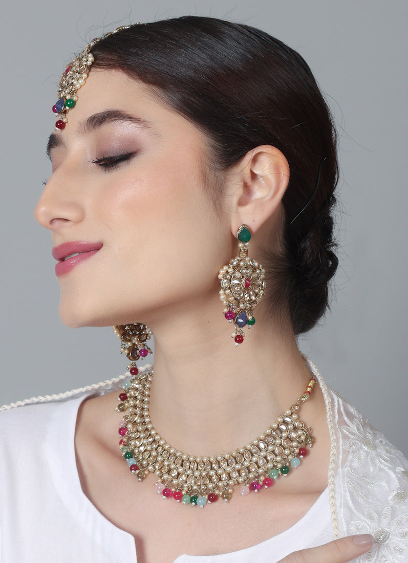 Womens Multicolour Beads & Antique Gold