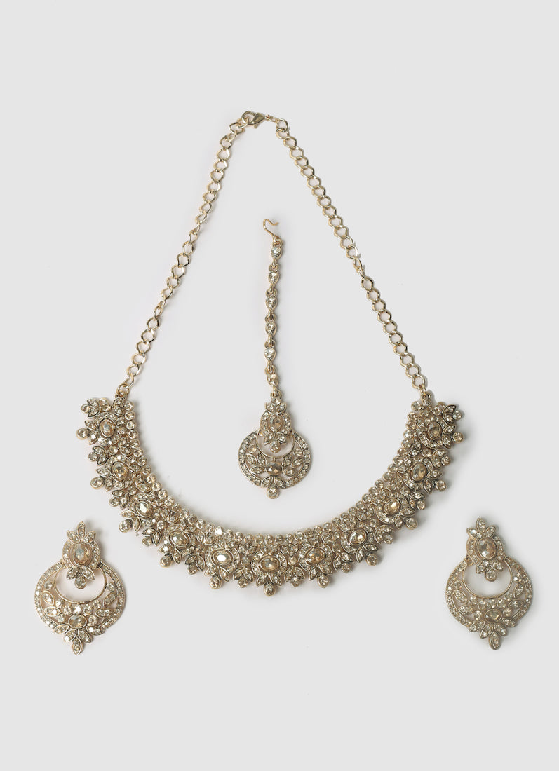 Womens Gold Stonework Jewellery Set