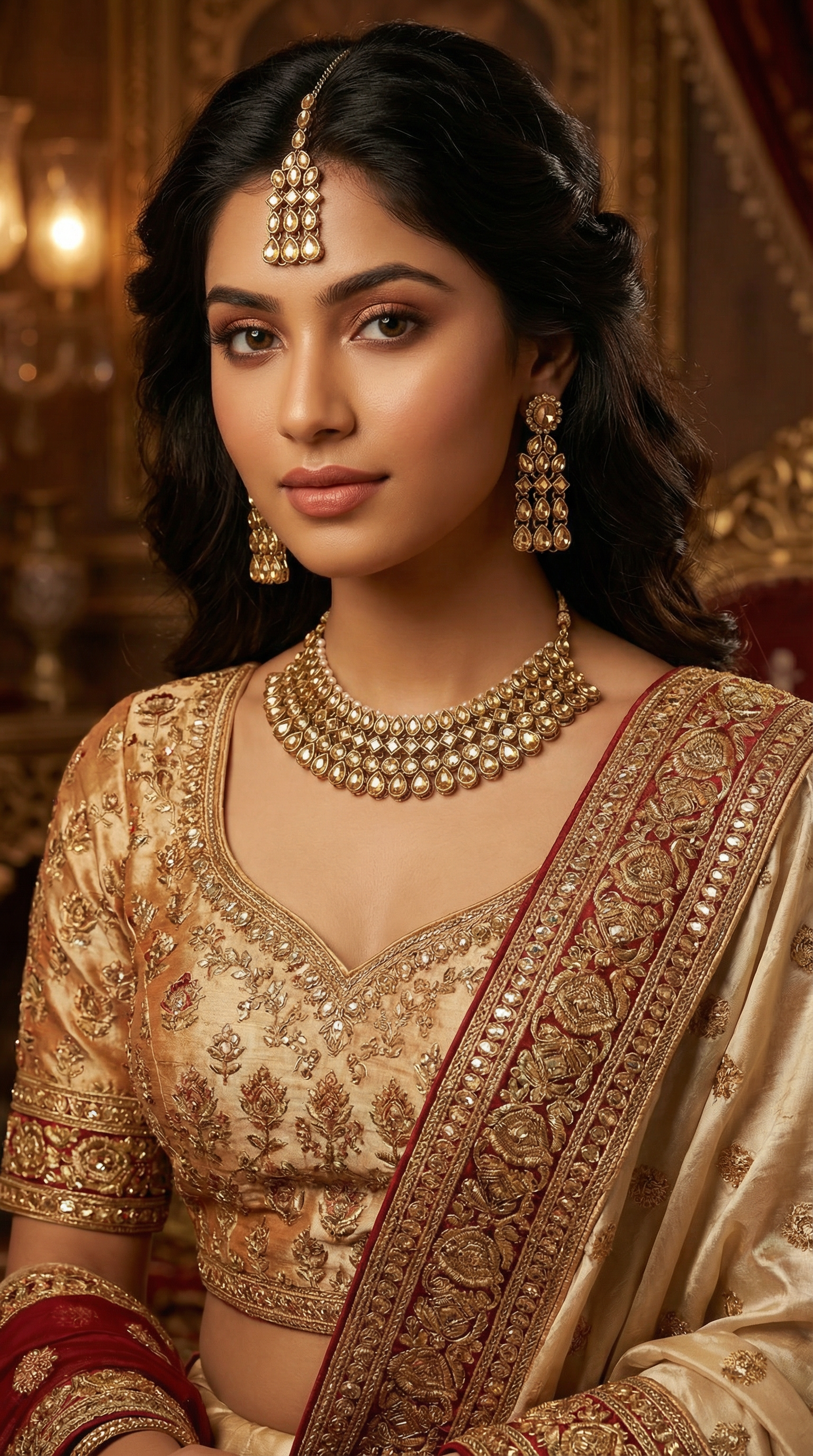 Beautiful Gold Diamanté Necklace Set