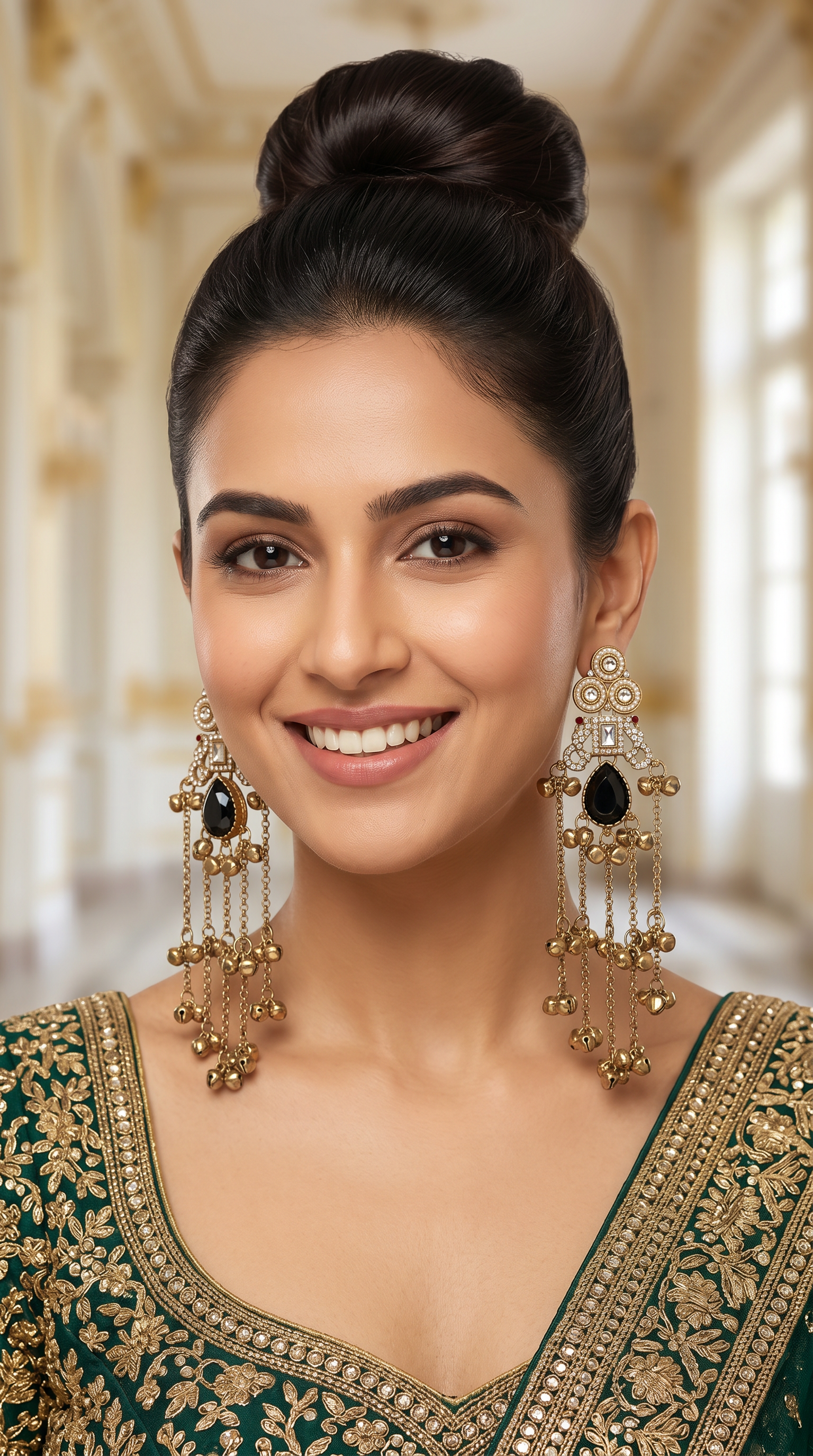 Black Diamonte Kashmiri Earrings