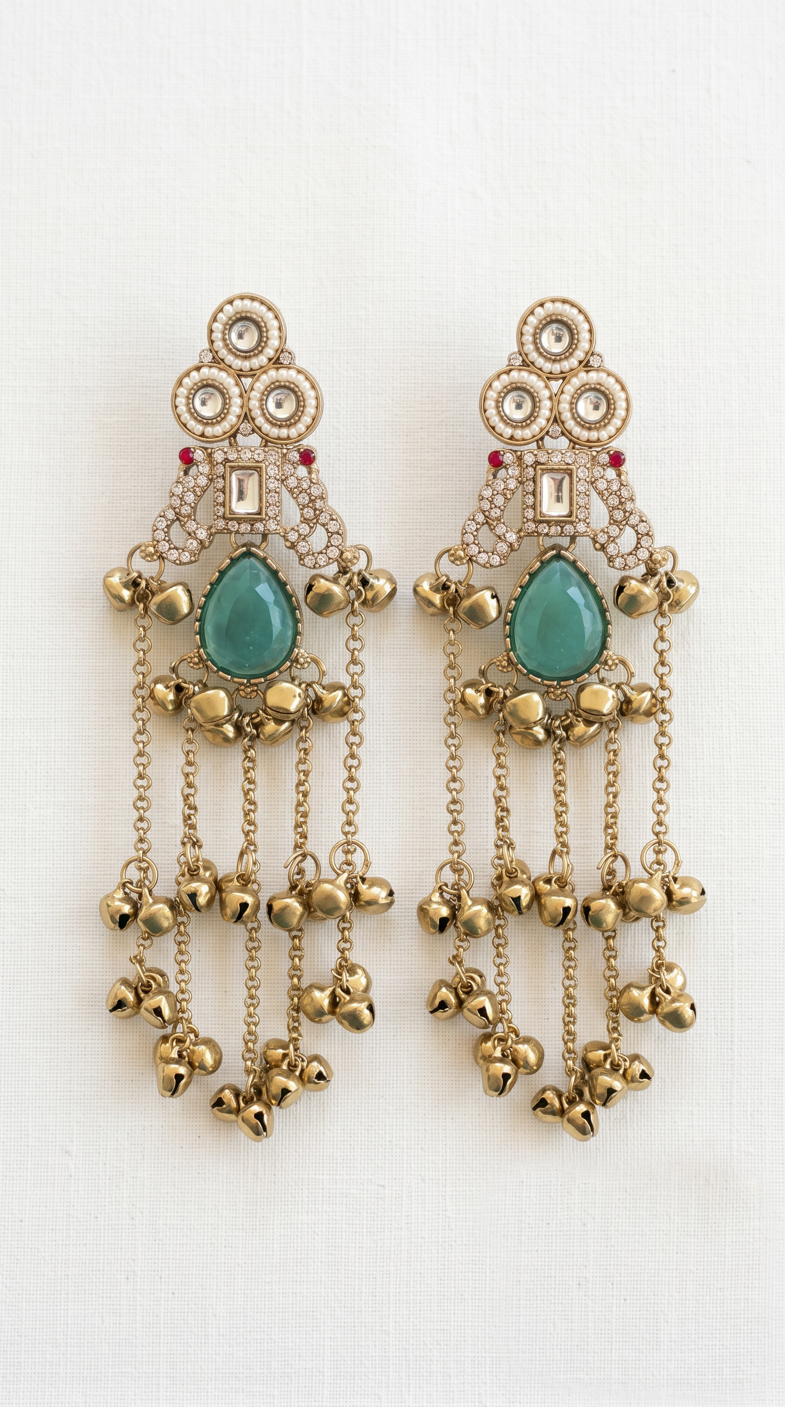 Sea Green Diamonte Kashmirir Earrings