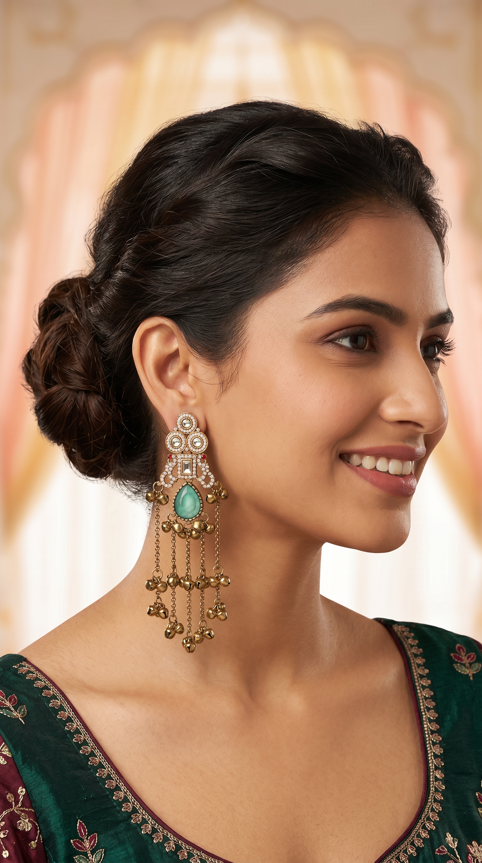 Aqua Diamonte Kashmiri Earrings