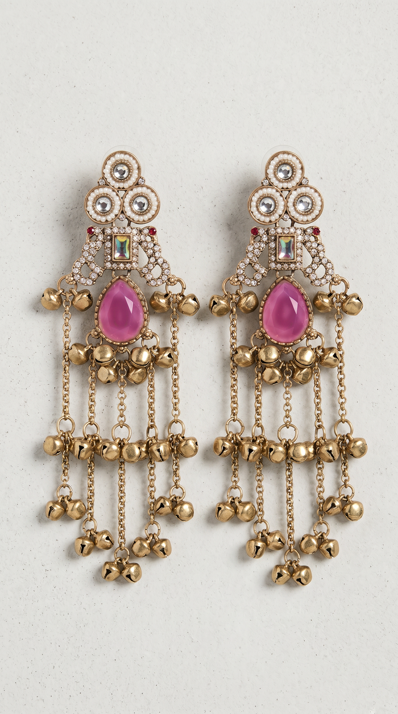 Pink Diamonte Kashmiri Earrings