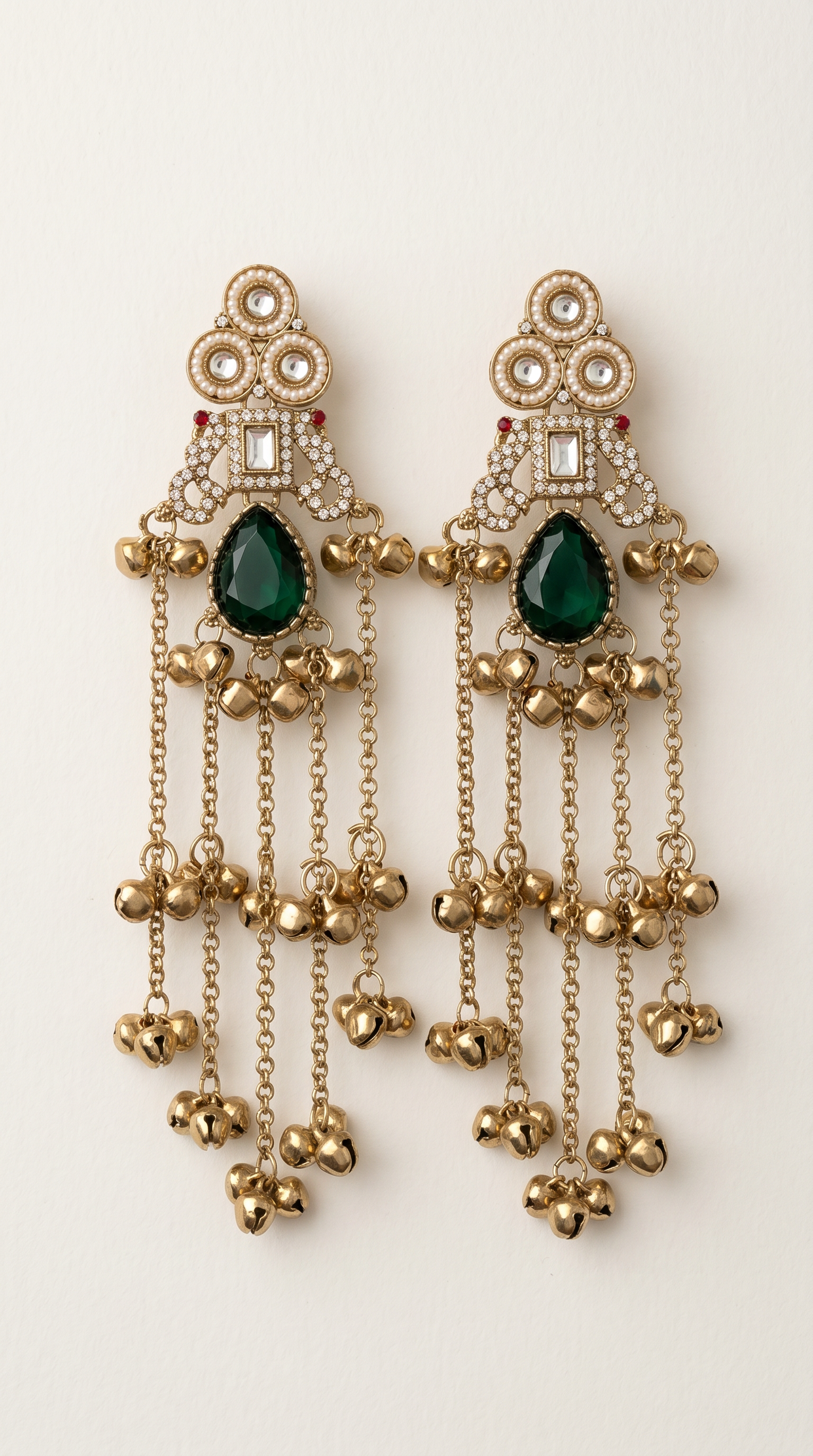 Bottle Green Diamonte Kashmiri Earrings