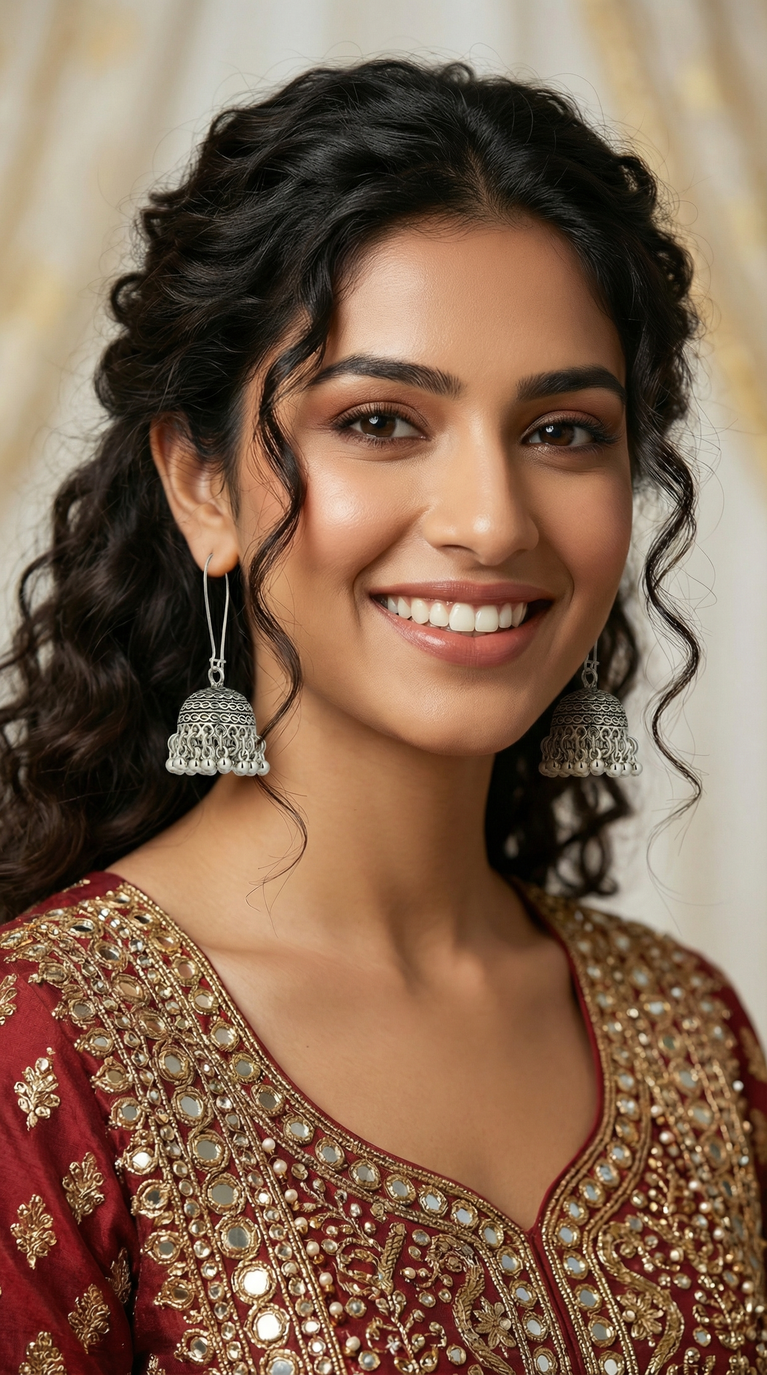 Silver Oxidised Jumki Earrings Set