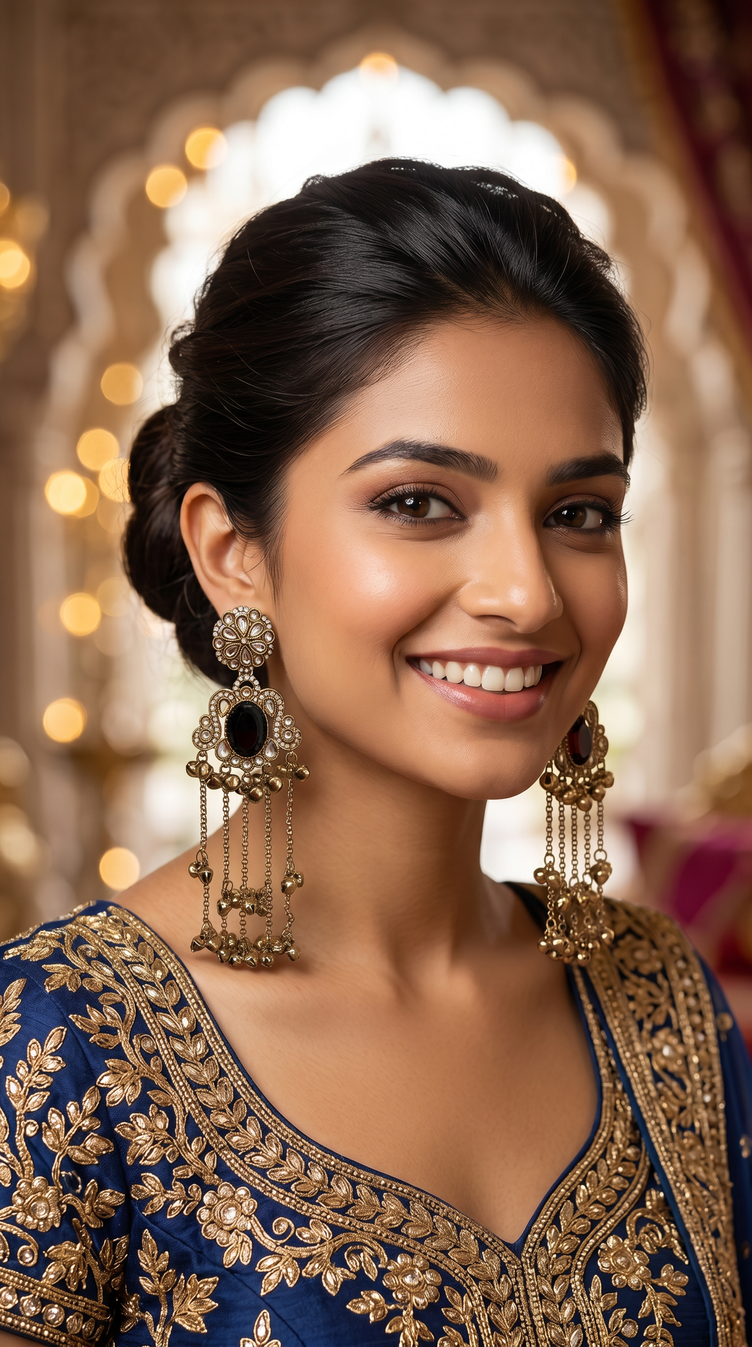 Black Diamonte Kashmiri Earrings